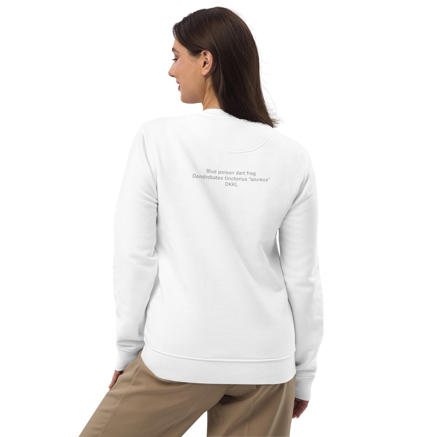 Blue Poison Dart Frog: White Unisex Eco Sweatshirt