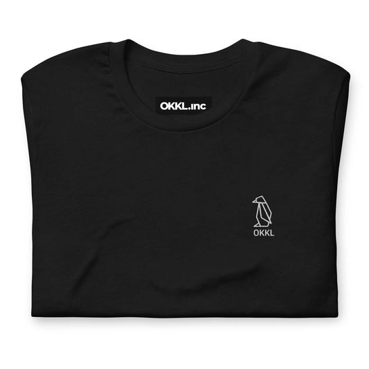 OKKL Penguin: Black Unisex t-shirt