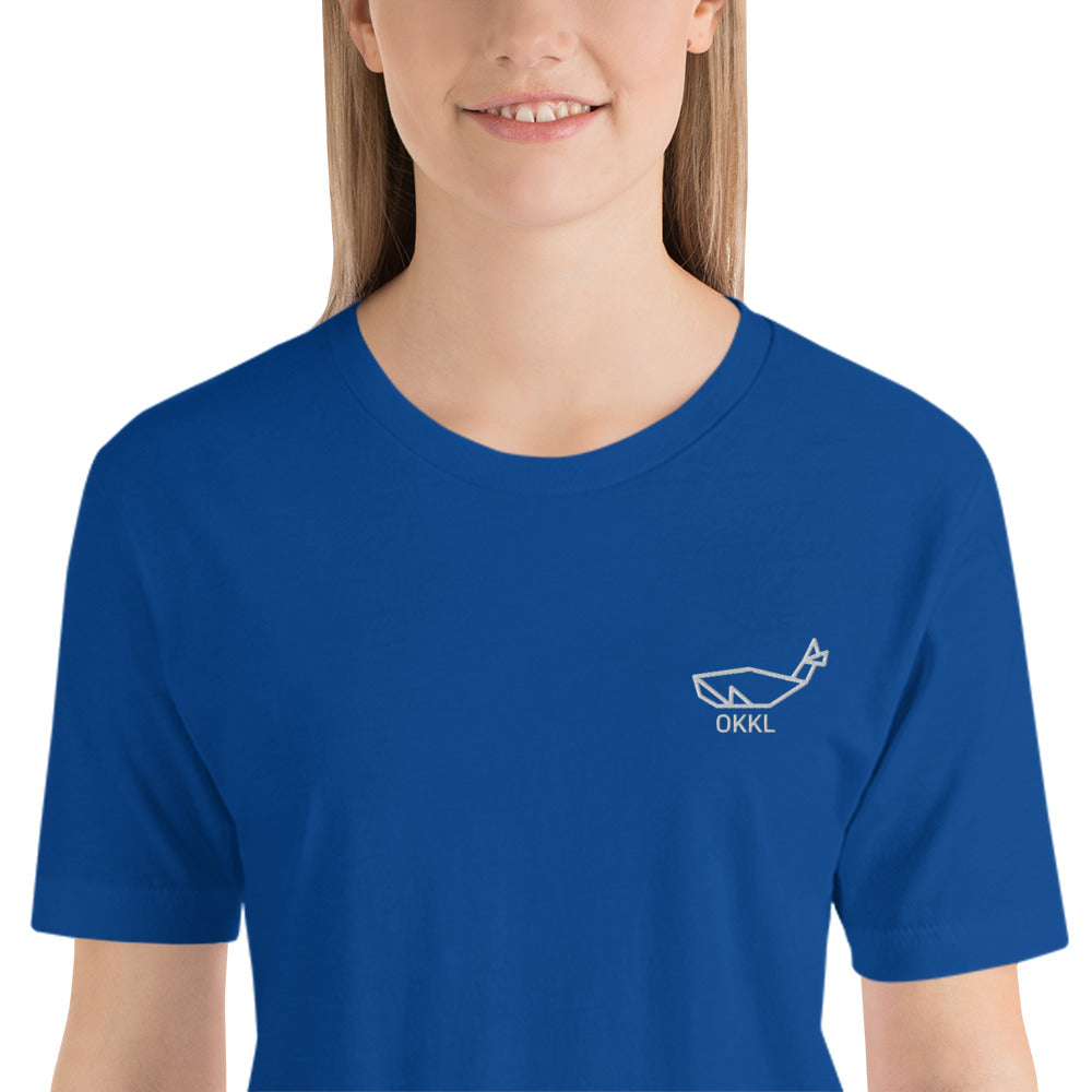 OKKL Whale: Blue Unisex t-shirt