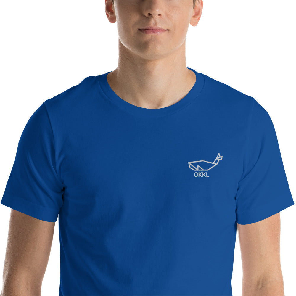 OKKL Whale: Blue Unisex t-shirt