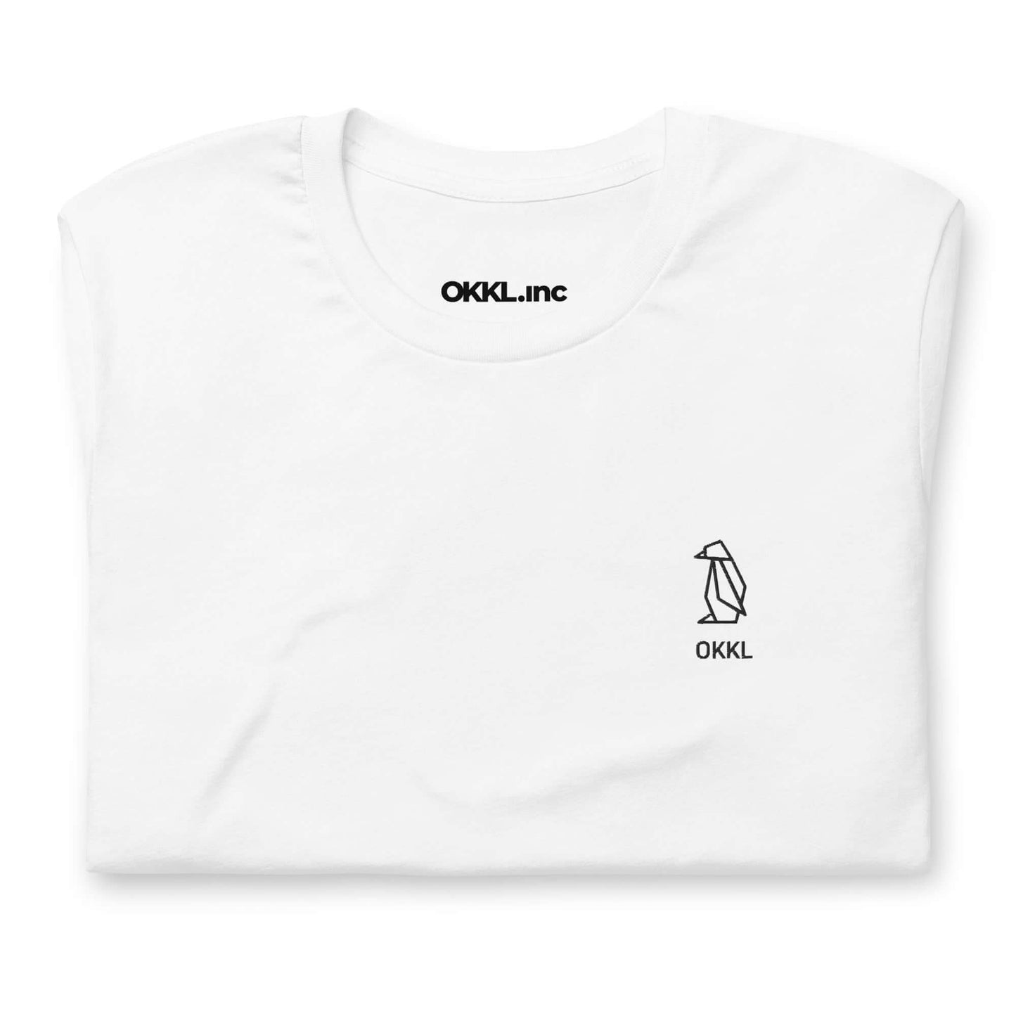 OKKL Penguin: White Unisex t-shirt