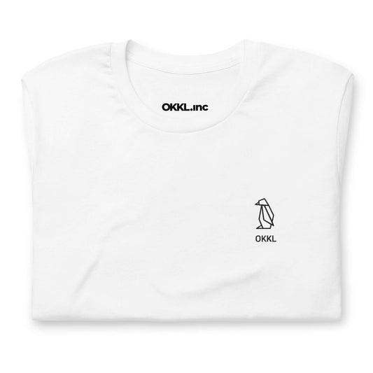 OKKL Penguin: White Unisex t-shirt