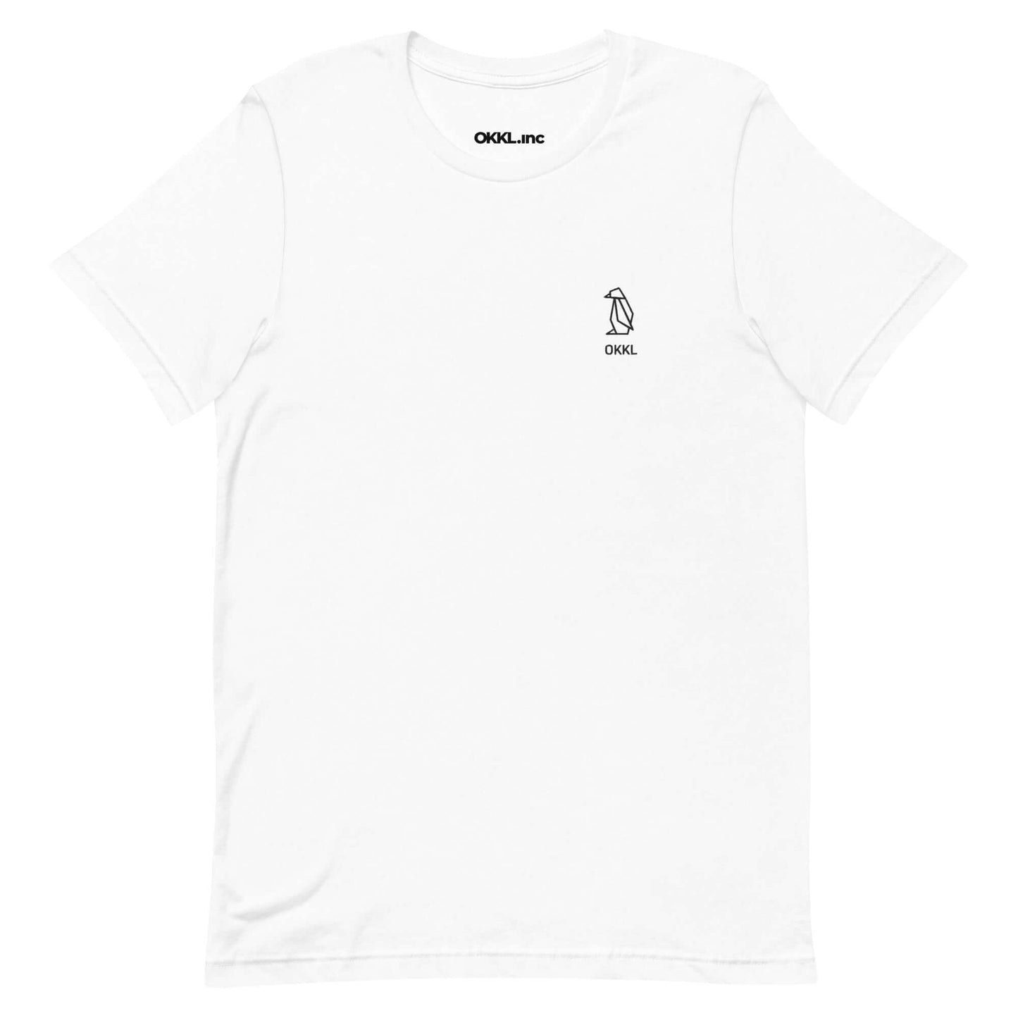 OKKL Penguin: White Unisex t-shirt