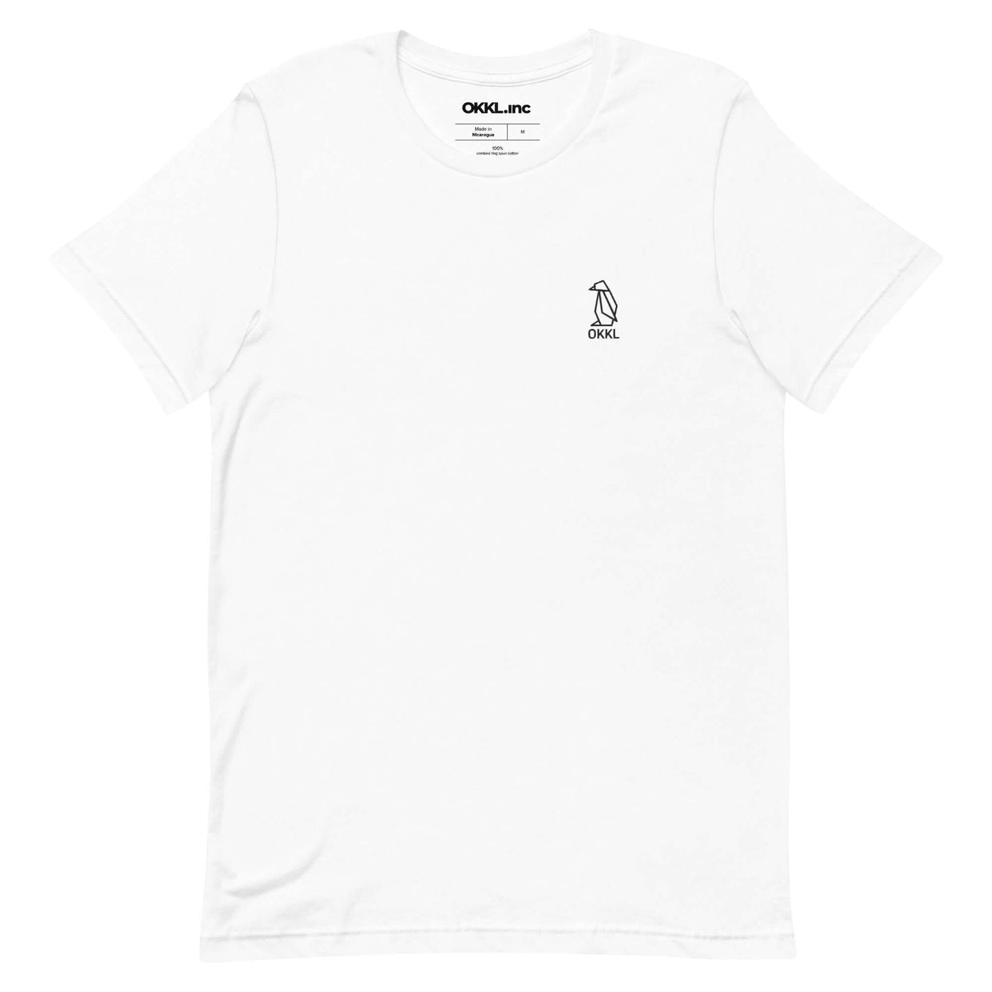 OKKL Penguin: White Unisex t-shirt